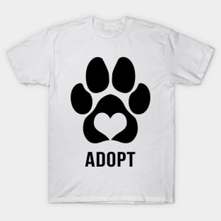 ADOPT - Animal Rescue with Paw Art (Light Version) T-Shirt